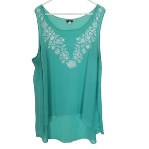 Torrid Teal Rayon Tank With Embroidery